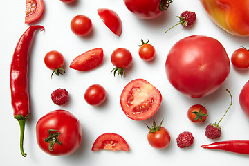 Image showing Red chili pepper and tomato .