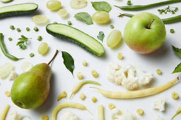 Image showing fresh green vegetables and fruits