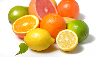 Image showing citrus fruit with leaves 