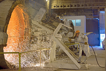 Image showing steel making furnace in a factory 