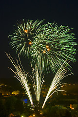 Image showing Fireworks over a town