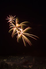 Image showing Fireworks over a town