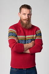 Image showing Serious confident bearded hipster man