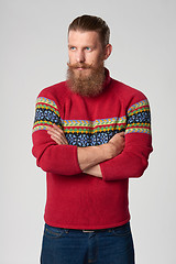 Image showing Serious confident bearded hipster man