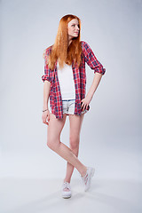 Image showing Full length beautiful red haired teen girl