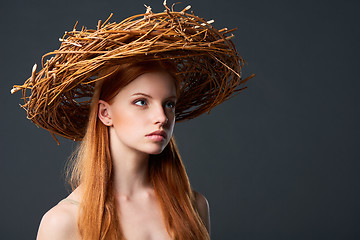 Image showing Beautiful woman in natural wreath
