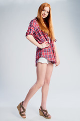 Image showing Full length beautiful red haired teen girl