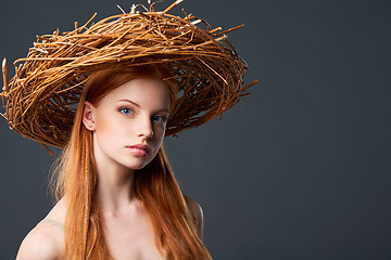 Image showing Beautiful woman in natural wreath