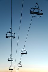 Image showing Ski lift from below