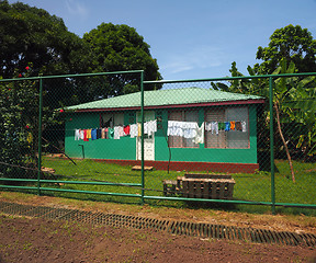 Image showing  typical house with laundy drying South End, Big Corn Island, Ni