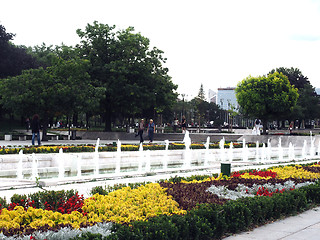 Image showing editorial The National Palace of Culture and fountains are seen 