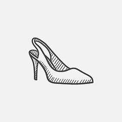 Image showing High heel shoe sketch icon.