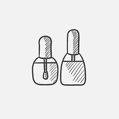 Image showing Bottles of nail polish sketch icon.