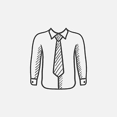 Image showing Shirt with tie sketch icon.