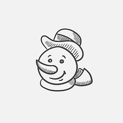 Image showing Snowman head sketch icon.