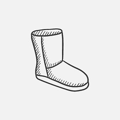 Image showing Fuzzy winter boot sketch icon.