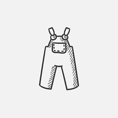 Image showing Baby overalls sketch icon.