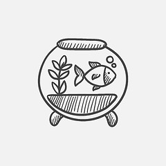 Image showing Fish in aquarium sketch icon.