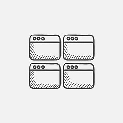 Image showing Opened browser windows sketch icon.