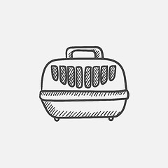 Image showing Pet carrier box sketch icon.