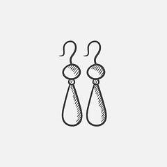 Image showing Pair of earrings sketch icon.