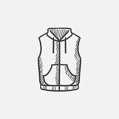 Image showing Vest down jacket sketch icon.