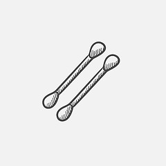 Image showing Cotton buds sketch icon. 