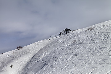 Image showing Off-piste slope in gray day