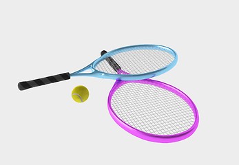 Image showing violet and blue tennis rackets