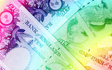 Image showing Pound currency background - 10 Pounds - Rainbow