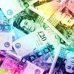 Image showing Pound currency background - Rainbow