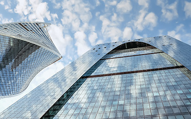 Image showing Fragment of Blue Glass Skyscrapers 