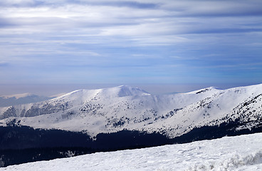 Image showing Winter mountains and cloudy sky