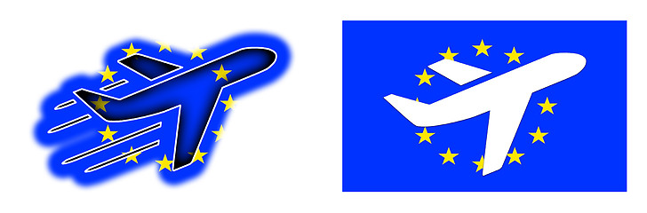 Image showing Nation flag - Airplane isolated - European Union