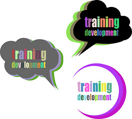 Image showing training development. Set of stickers, labels, tags. Business banners, Template for infographics. Icon set. Icon flat. Vector illustration