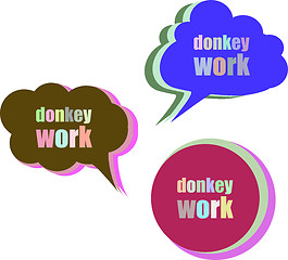 Image showing donkey work. Set of stickers, labels, tags. Template for infographics. Icon set. Icon flat. Vector illustration