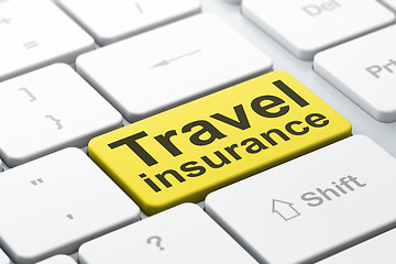 Image showing Insurance concept: Travel Insurance on computer keyboard background