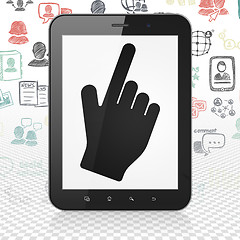 Image showing Social network concept: Tablet Computer with Mouse Cursor on display