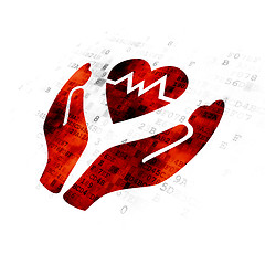 Image showing Insurance concept: Heart And Palm on Digital background