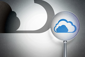 Image showing Cloud computing concept:  Cloud with optical glass on digital background