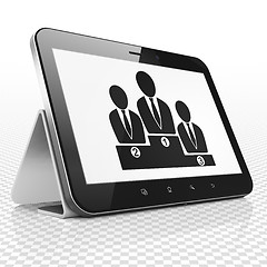 Image showing News concept: Tablet Computer with Business Team on display