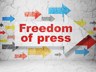 Image showing Political concept: arrow with Freedom Of Press on grunge wall background