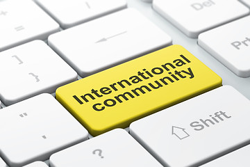 Image showing Politics concept: International Community on computer keyboard background