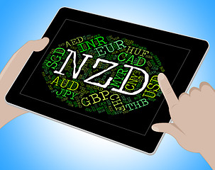 Image showing Nzd Currency Shows New Zealand Dollar And Coin