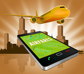 Image showing Airfares Online Represents Selling Price And Aeroplane