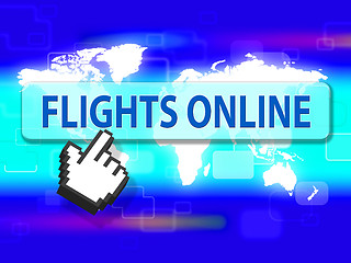 Image showing Flights Online Means Web Site And Aeroplane