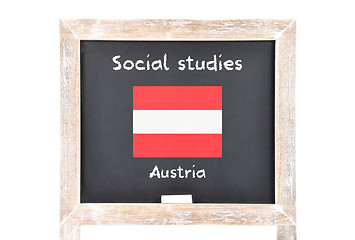 Image showing Social studies with flag on board