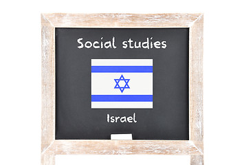 Image showing Social studies with flag on board