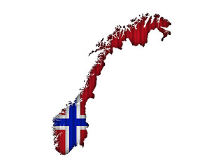 Image showing Map and flag of Norway on corrugated iron