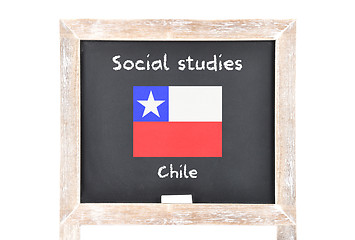 Image showing Social studies with flag on board